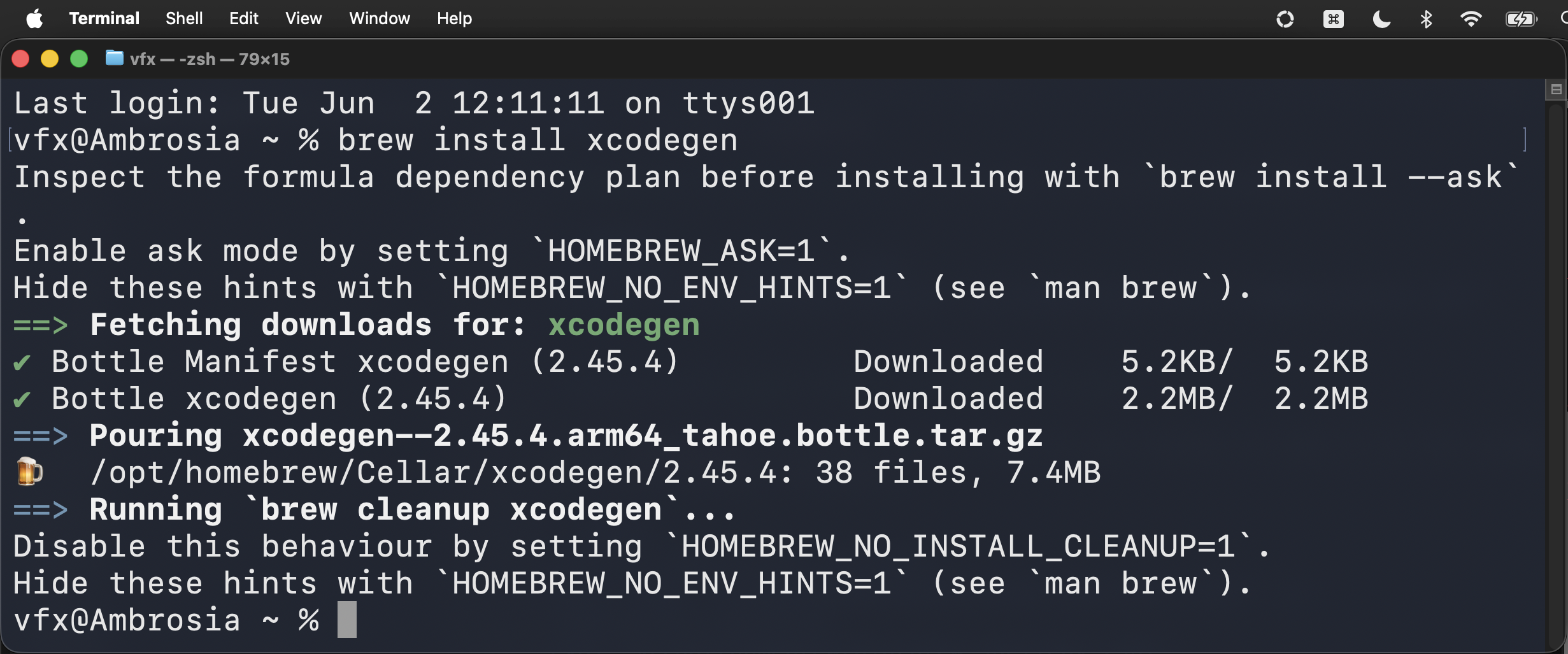 Brew XcodeGen