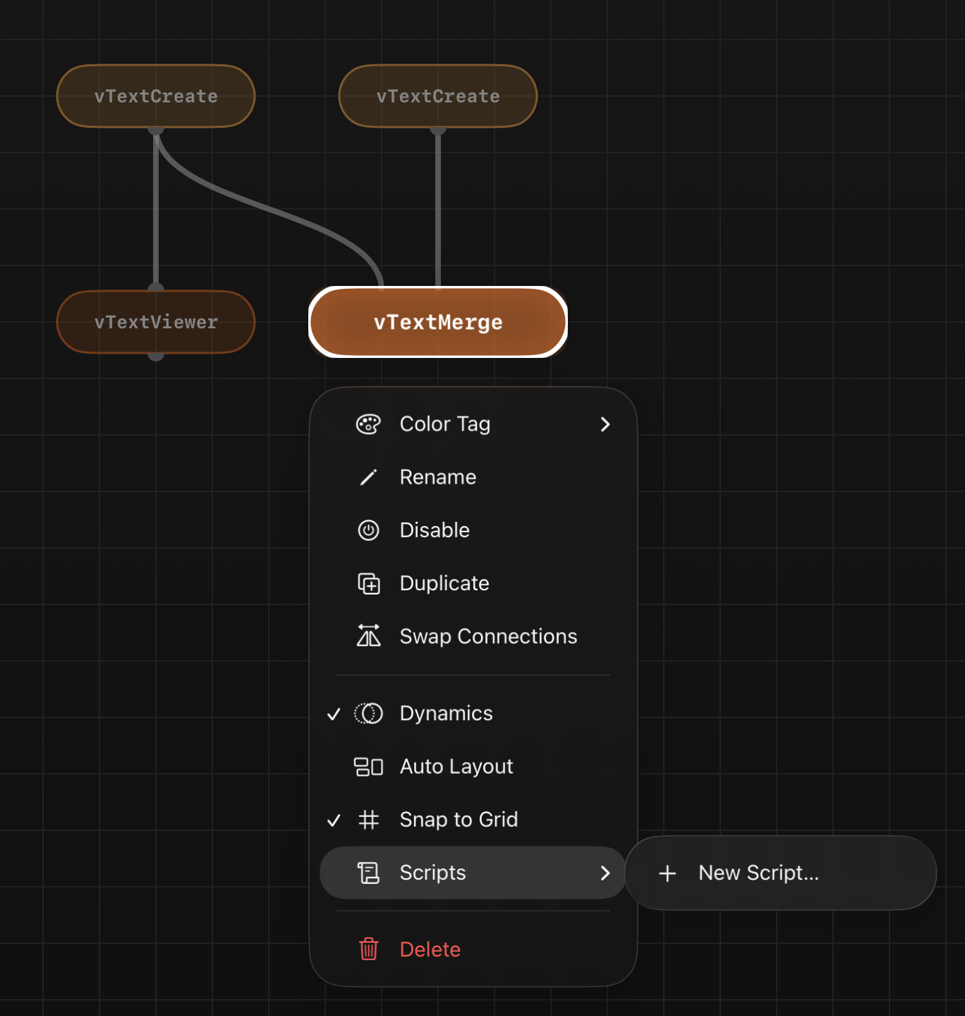 flow context menu scripts
