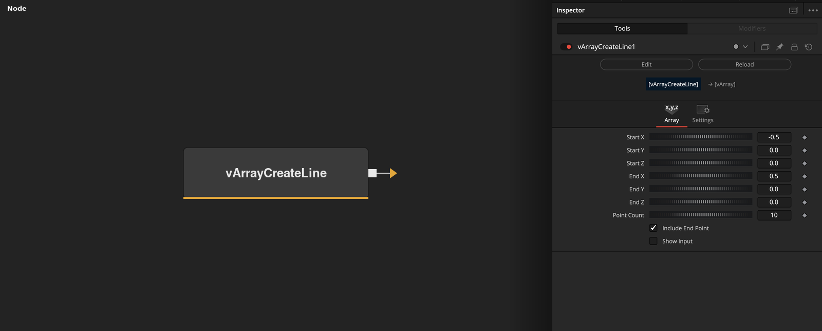 vArrayCreateLine node