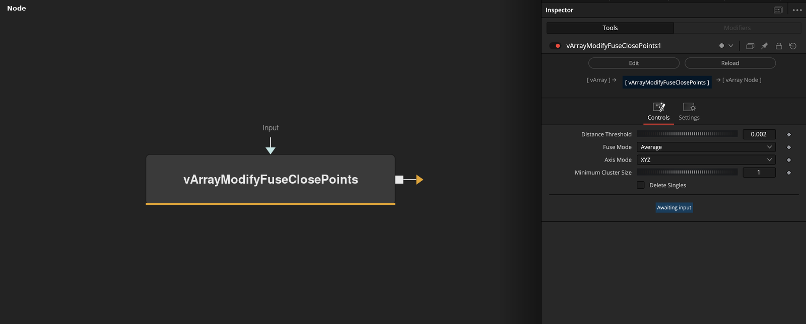 vArrayModifyFuseClosePoints node