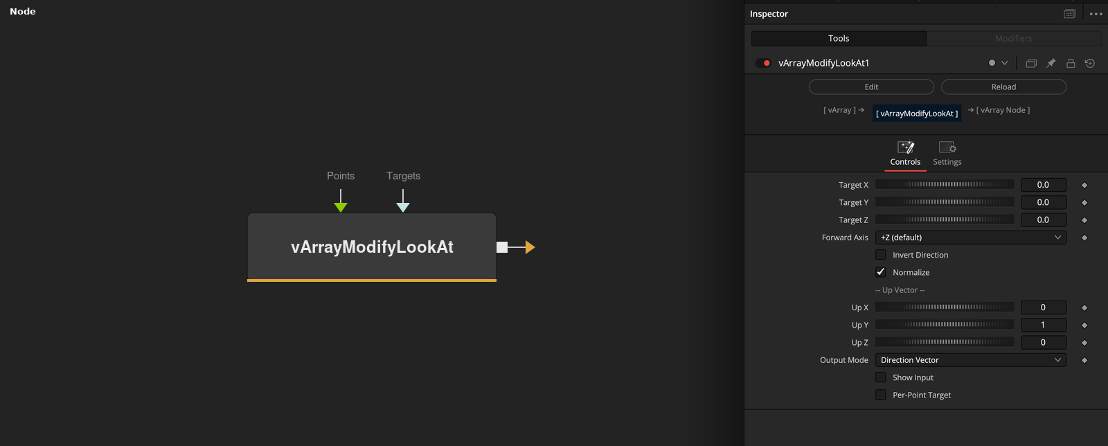 vArrayModifyLookAt node