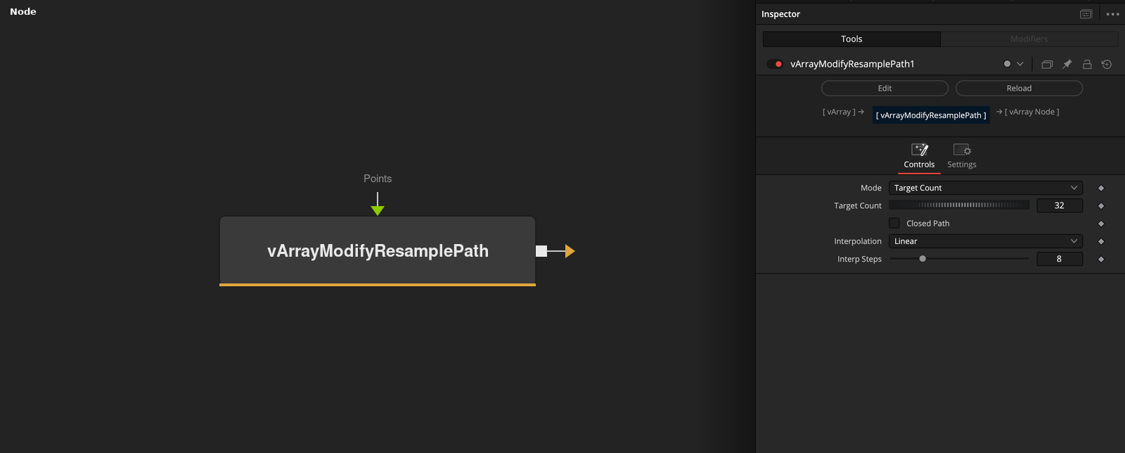 vArrayModifyResamplePath node