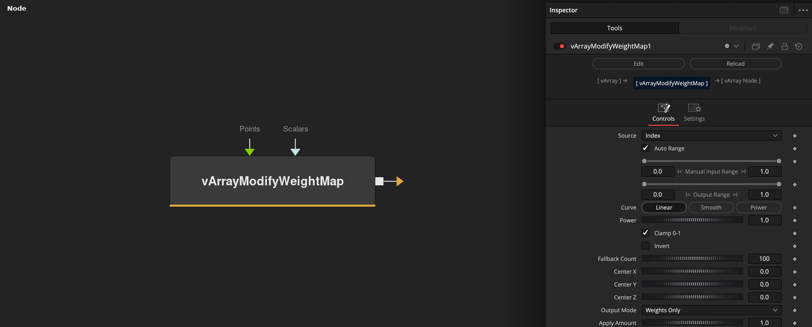 vArrayModifyWeightMap node