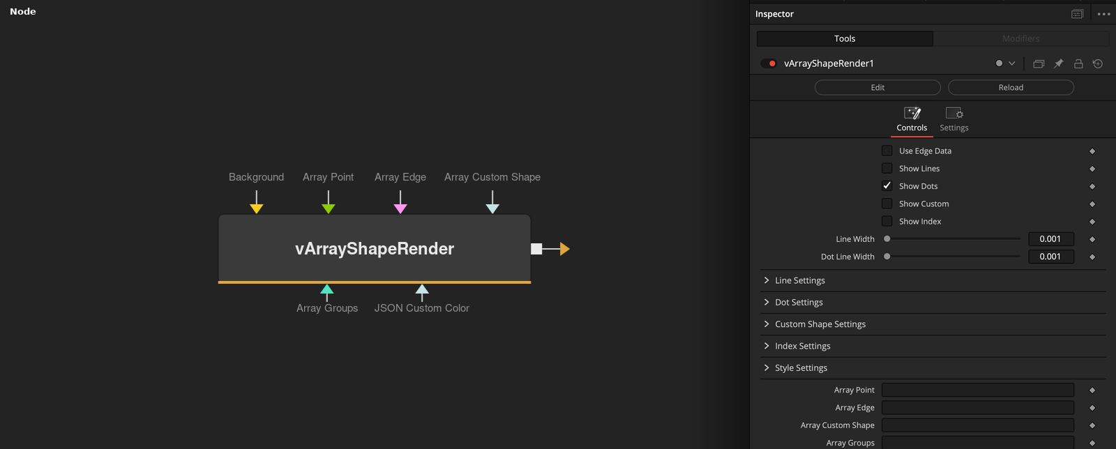vArrayShapeRender node