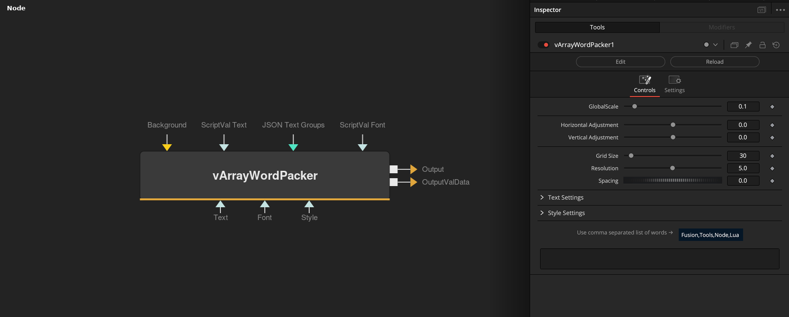 vArrayWordPacker node