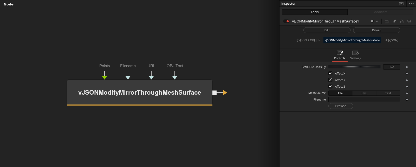 vJSONModifyMirrorThroughMeshSurface node