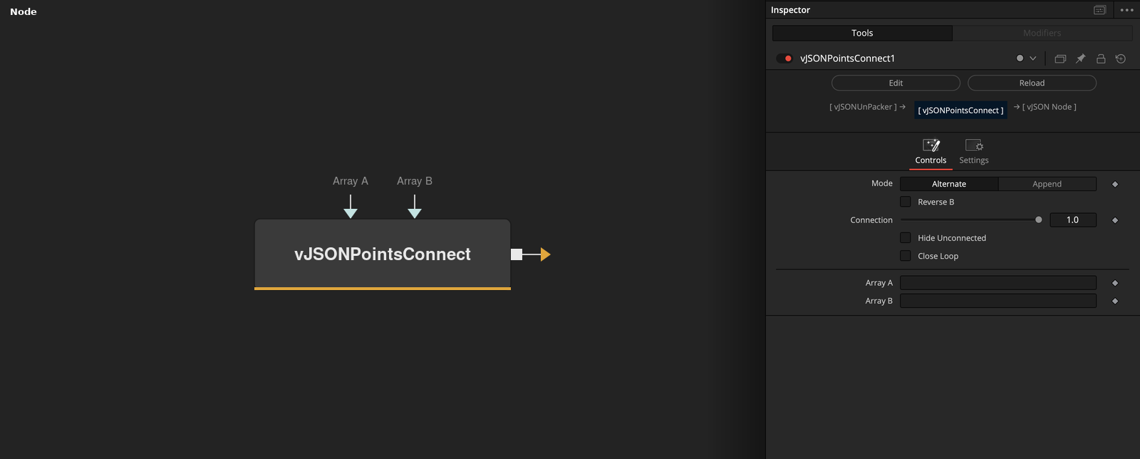 vJSONPointsConnect node
