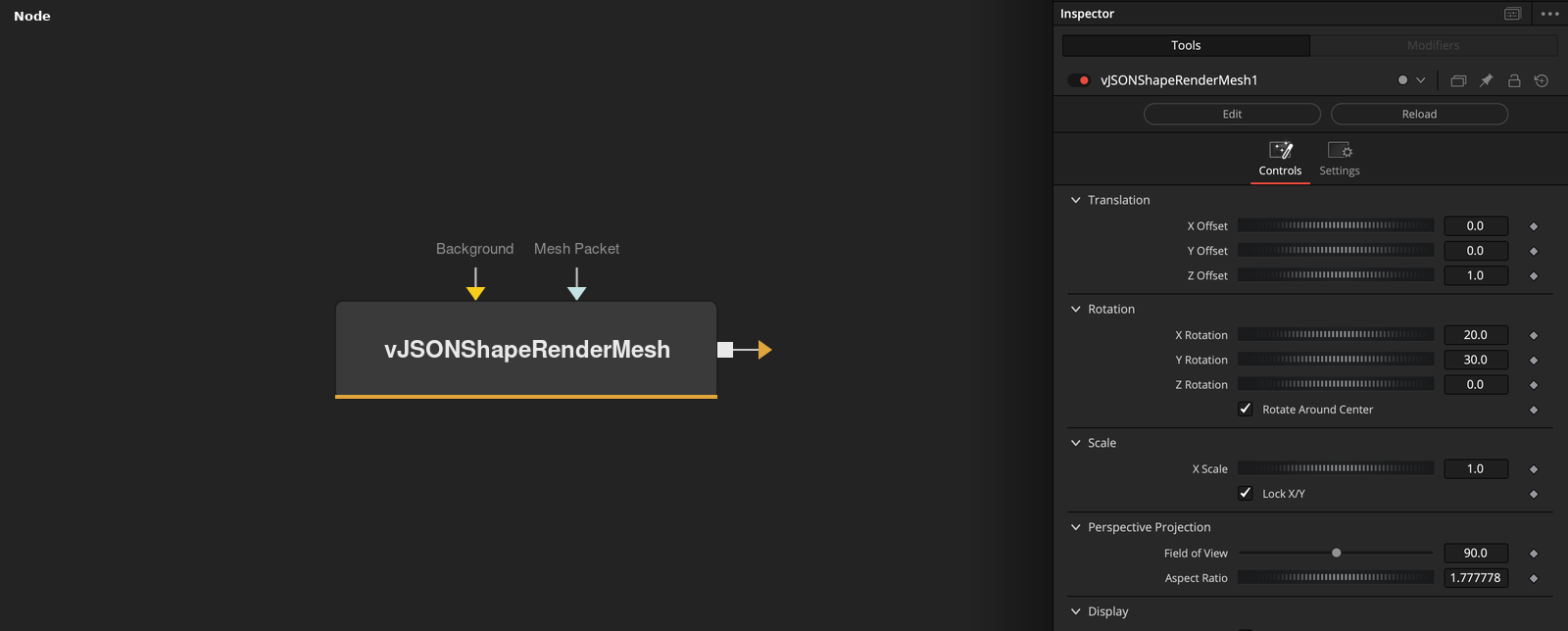 vJSONShapeRenderMesh node