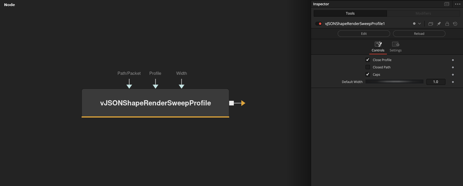 vJSONShapeRenderSweepProfile node
