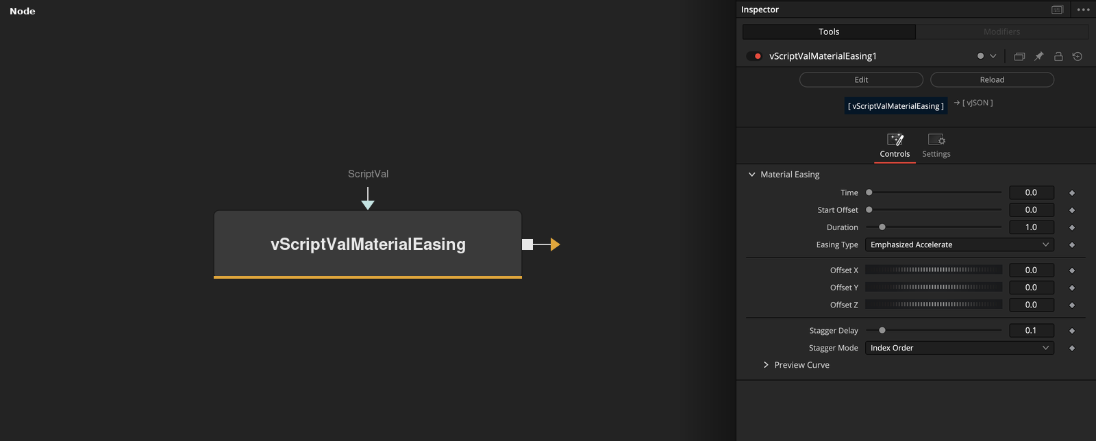 vScriptValMaterialEasing node
