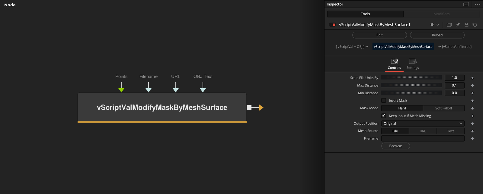 vScriptValModifyMaskByMeshSurface node