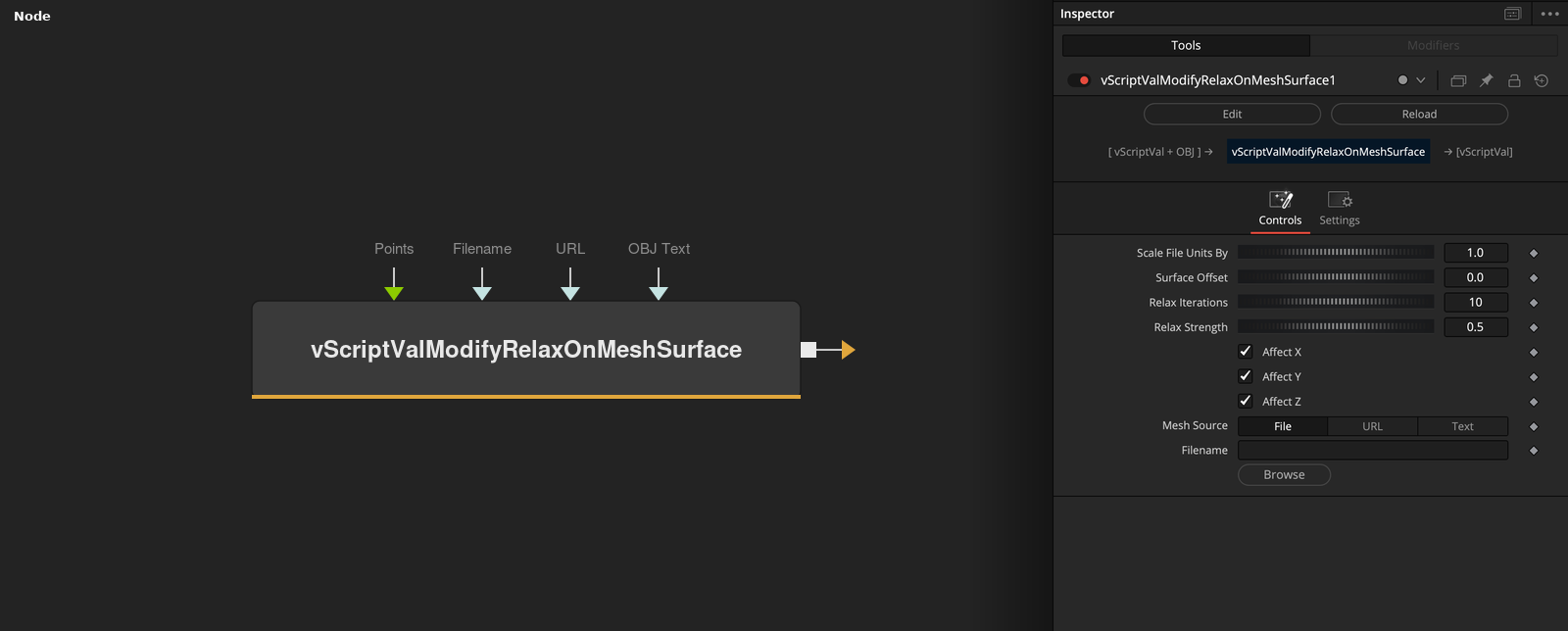 vScriptValModifyRelaxOnMeshSurface node