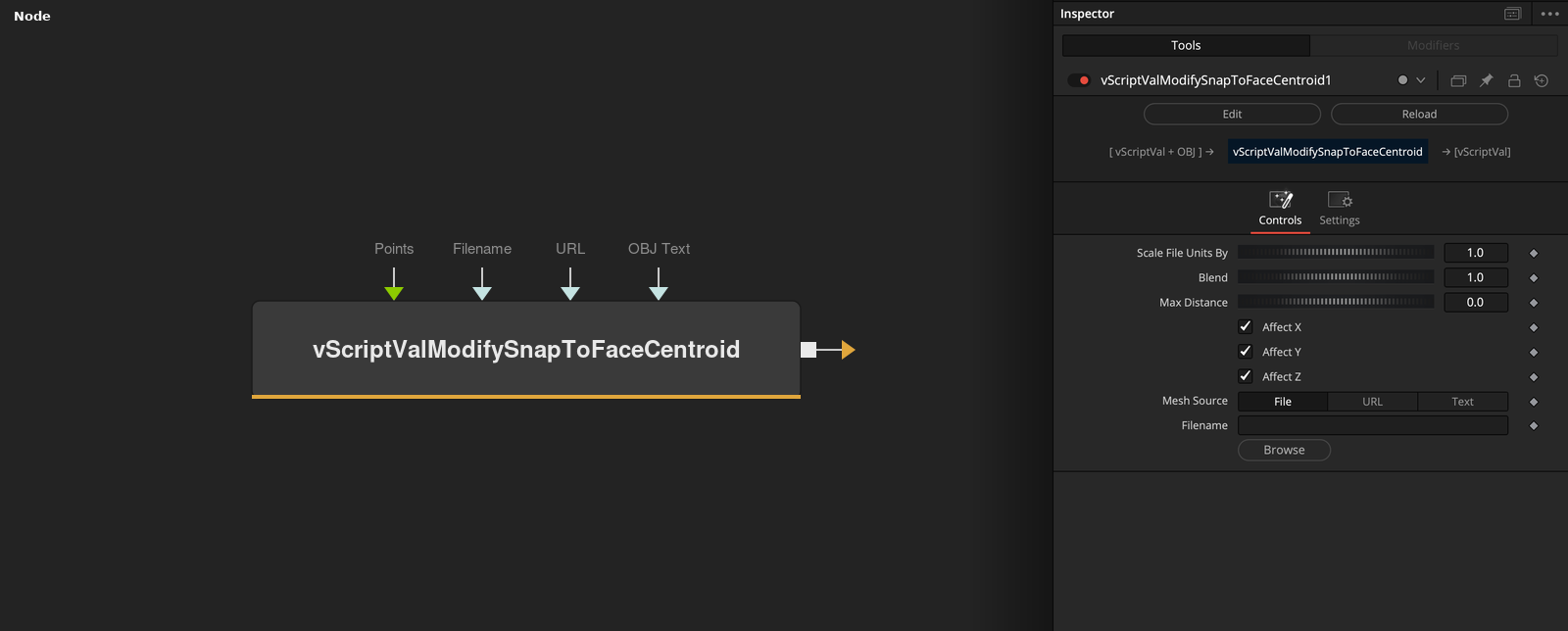 vScriptValModifySnapToFaceCentroid node