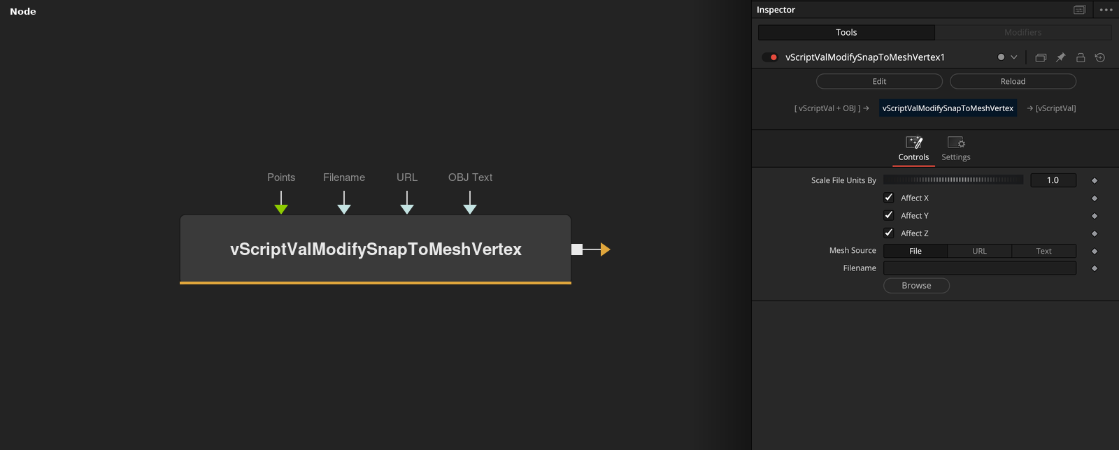 vScriptValModifySnapToMeshVertex node