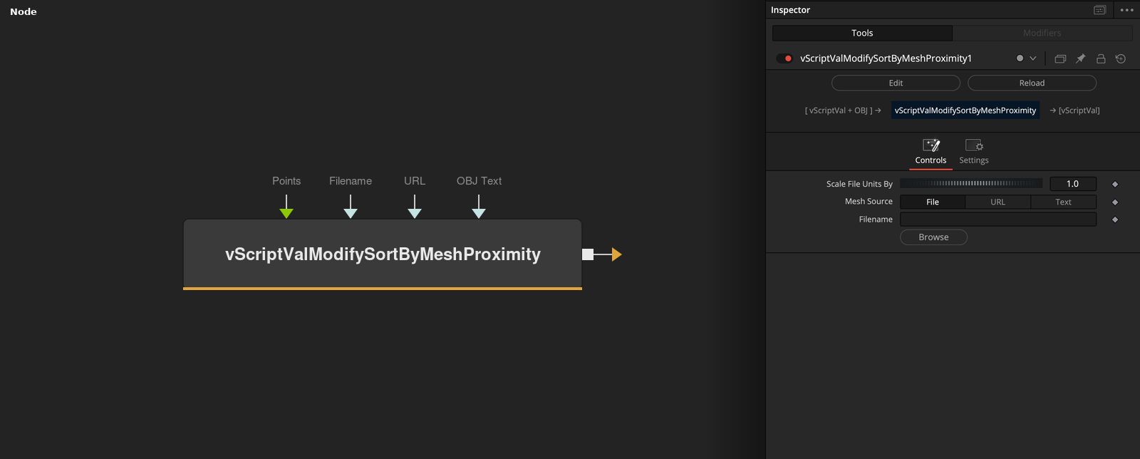 vScriptValModifySortByMeshProximity node