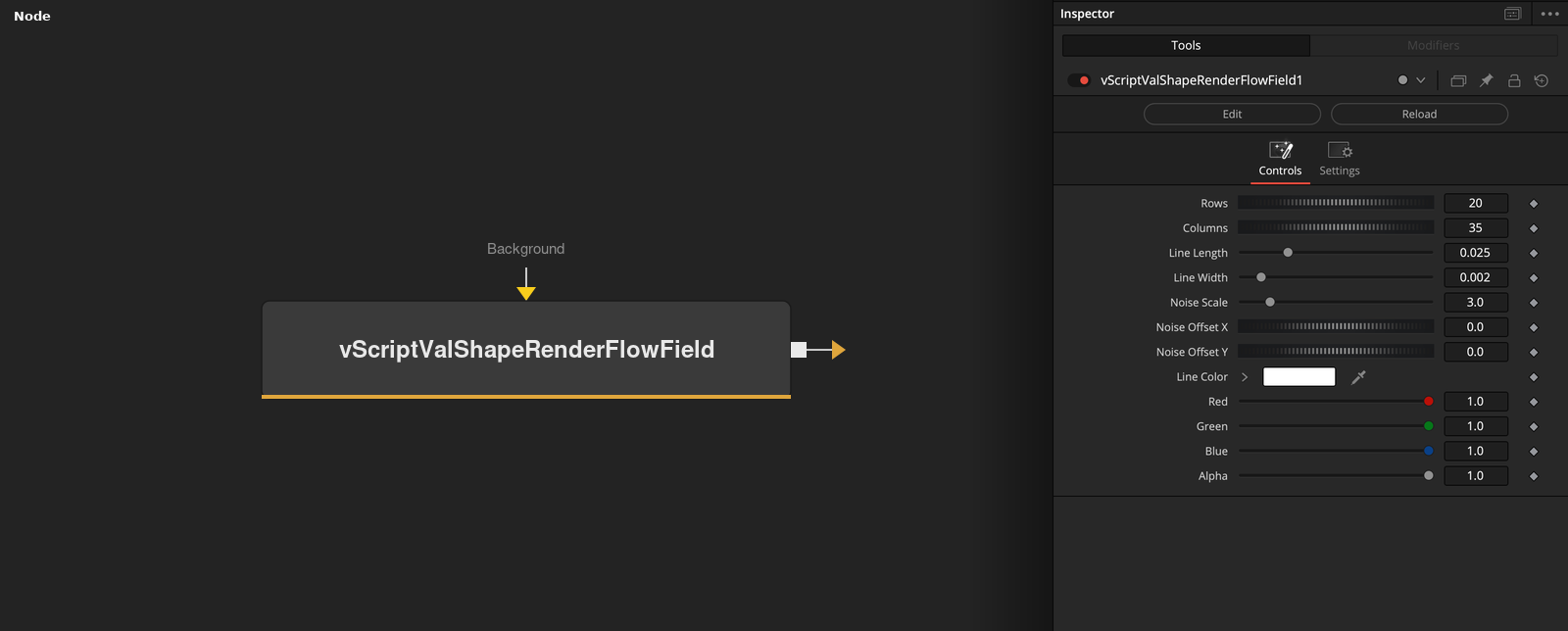 vScriptValShapeRenderFlowField node