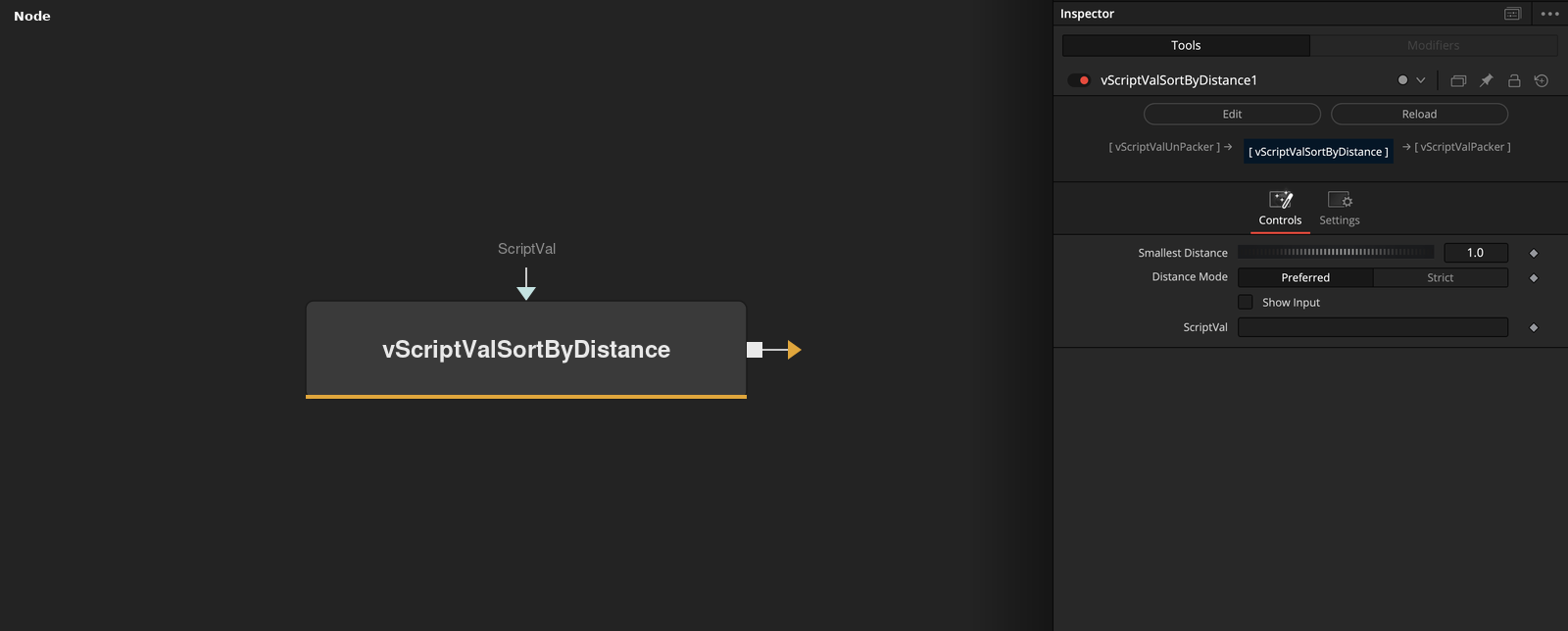 vScriptValSortByDistance node